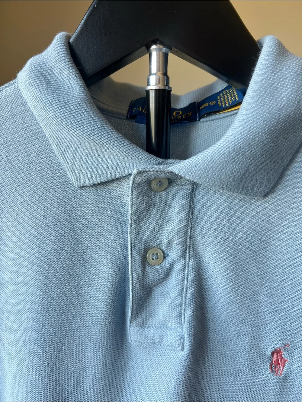 Ralph Lauren Light Blue Polo with Pink Logo